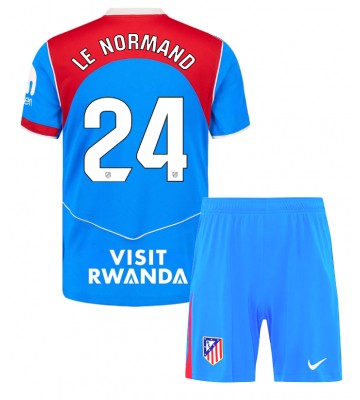 Atletico Madrid Robin Le Normand #24 Tredjetrøje Børn 2025-26 Kortærmet (+ Korte bukser)